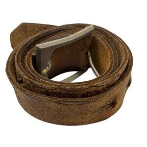 Vintage Harley Davidson Brown Leather Belt Size 32 To 36 Heavily Distressed Moto